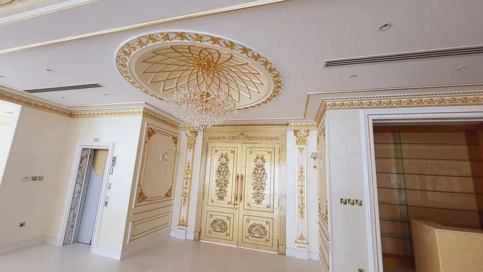 Gold-accented room
